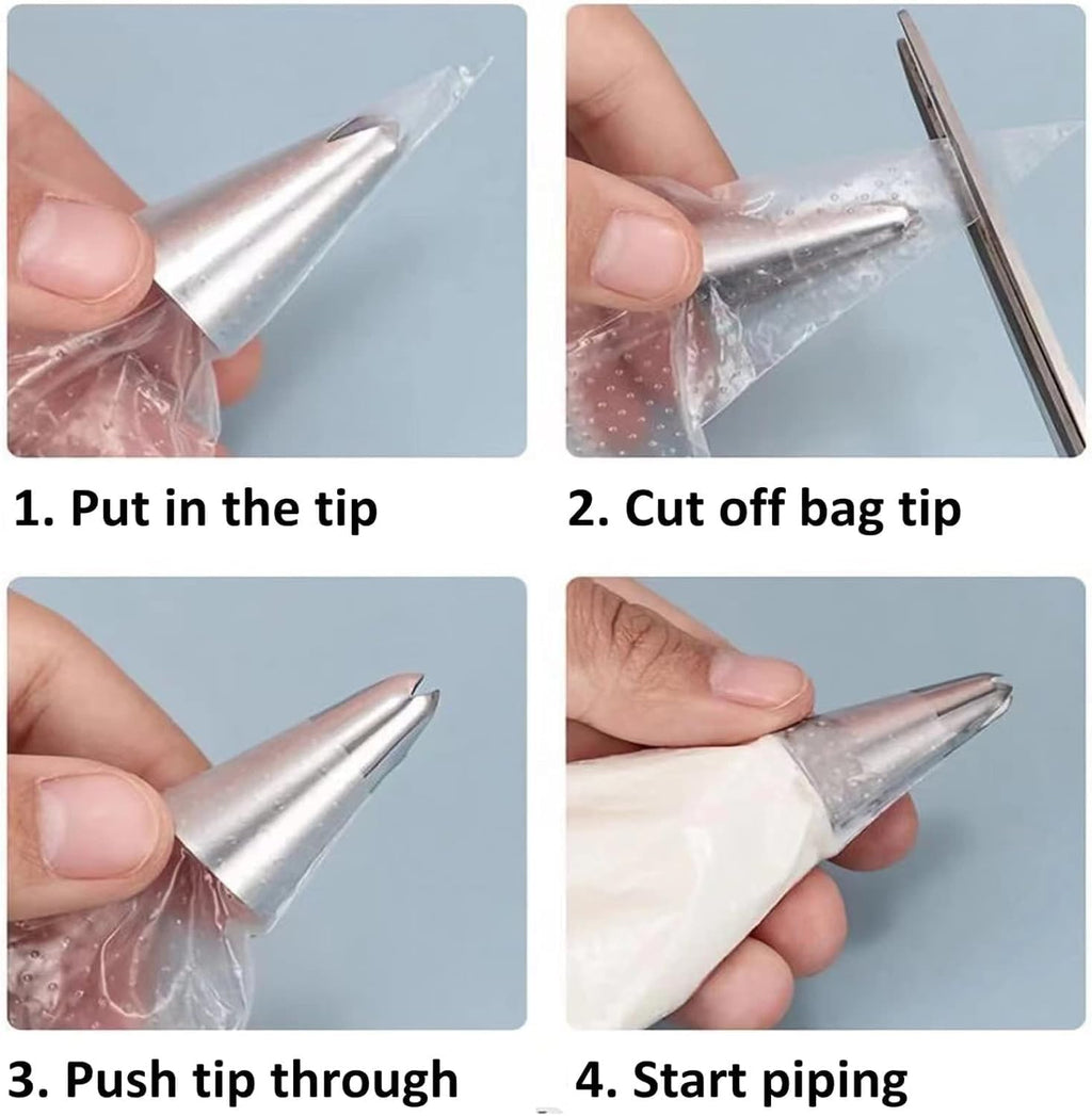 20 Inch icing bags Disposable, AMBESTAR 200 Pcs Large Pastry Bags Disposable, Thick Plastic Non-Slip Anti-Burst Cake Decorating Bag for Frosting Decorating Cake Cupcake Cookie, Easy to Squeeze