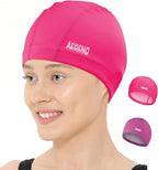 Aegend Fabric Swim Cap, Silicone Waterproof Layer - Breathable Cloth Swimming Cap, Keep Hair Dry with Hight Elasticity for Youth(8-16) Adult, 2 Sizes to Choose