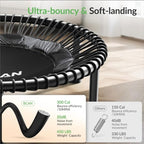 BCAN 40"/48" Rebounder Trampoline for Adult, 450/550LBS Fitness Trampoline with Bungees, Adjustable Handle, Stable & Quiet, Indoor Outdoor, Whole-Body Workout & Relaxation at Home for Women/Men