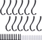 12 Pack Hanging Coat Hooks Wall Mount, Coat Hanger Wall Hangers, Metal Hooks for Hanging Heavy Duty, Screw in Hooks for Hanging Towels, Clothes, Backpack, Hat, Bag, Jacket, Key, Robe, Backpack Grey