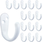 IBosins 15PCS Coat Hooks Wall Mounted Single Prong Robe Hook for Hanging Towel Hooks with 30 Screws for Bags, Hat, Cap, Scarf, Cup (White)