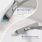 SetSail 4-in-1 Tile Tub Floor Scrubber with 52-inch Long Adjustable Handle Shower Cleaner Brush with V-Shaped Grout Brush and 3 Replacement Brush Heads for Bathroom Kitchen Sink Walls Tub Tile, Grey