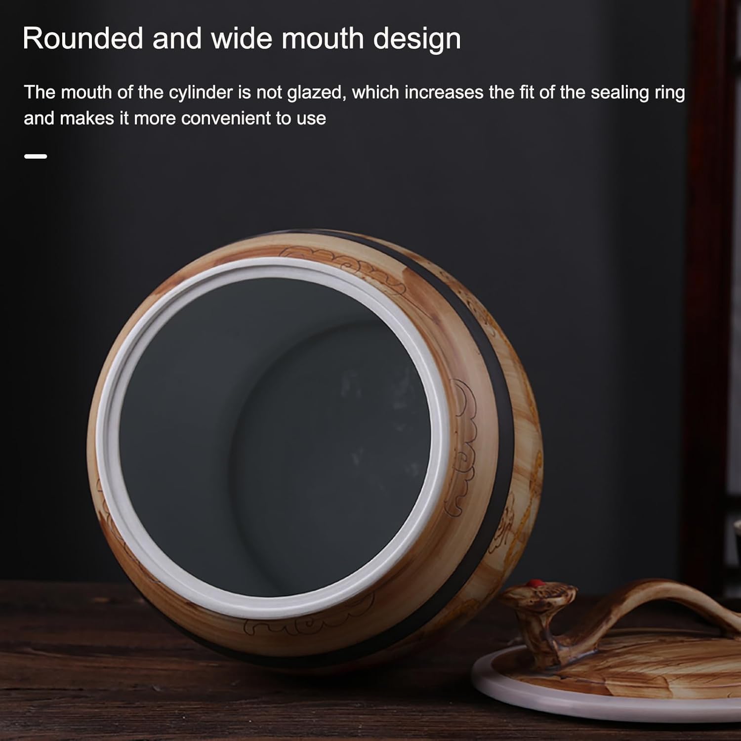 Ceramic Rice Storage Container Sealed Rice Bucket, Grain Dispenser Food Storage Jars, Chinese Jar Ceramic Decorative, for Cereal, Flour, Sugar, Coffee, Rice(47 * 37cm/18.5 * 14.5in)