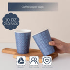 240 Pack 10 oz Disposable Paper Coffee Cups, Hot/Cold Beverage Drinking Cups 10 OZ, Navy Floral Paper Hot Coffee Cups for Party, Picnic, Travel, and Events.