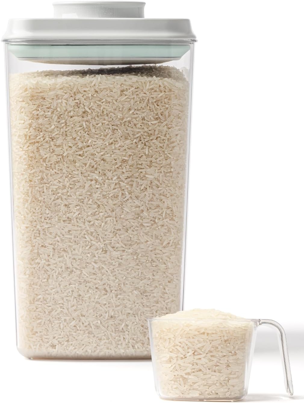 Large Airtight Food Storage Containers with Measuring Cup, 4L Airtight Pop Top Rice Storage Container 6.06 lbs(2.75kg), BPA-Free Plastic Cereal & Grain Canister Flour Dispenser