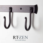 RTZEN Wall Mount Hook Set - Wrought Iron Decorative Rustic Metal Coat Hooks for Hanging - Handcrafted Classic Farmhouse Wall Mounted Black Hooks for Towel Robe or Hat Hanging - 3 Hook Rack