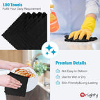 Orighty Black Microfiber Cleaning Cloth, 100 Pack Highly Absorbent Cleaning Supplies, Lint Free Kitchen Towels Cleaning Rags, Microfiber Towels for Cars, House, Window, 12x12 inch