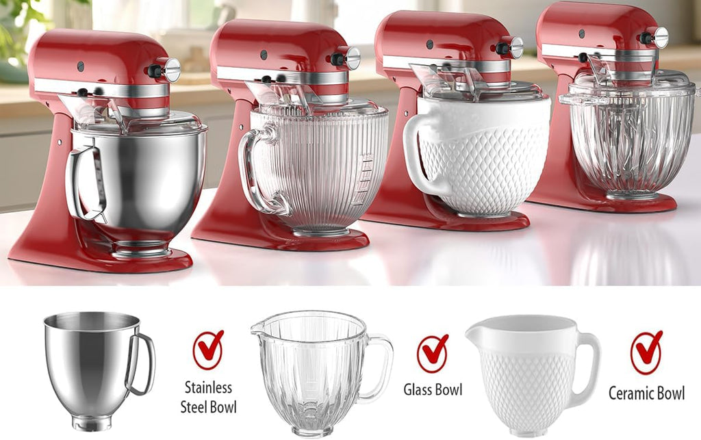 Grouarty Tilt-Head Stand Mixer Pouring Shield – Universal Splash Guard Compatible with 6-7QT Stainless Steel, Glass & Ceramic Bowls, Secure Fit Design