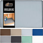 GORILLA GRIP Waterproof Silicone Under Sink Mat with Raised Lip for Kitchen and Bathroom, 46 x 22 in, Cabinet Shelf Liner Stay in Place Mats Dishwasher Safe Drawer Liner, Organizer Tray, Light Grey