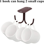 Mocoum Under Cabinet Mug Hooks, Rustic Mug Organizer Rack Under Shelf Hanging Rack for Mugs, Coffee Cups, Utensils Brown, Holds 6 (Max. 6 Mugs)