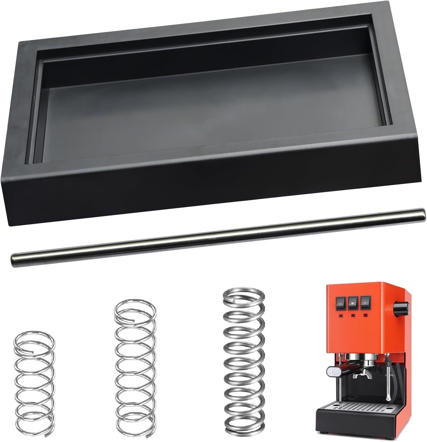 Low Profile Thin Drip Tray & 6 Bar 9 Bar 12 Bar OPV Spring Modification Kit & Long Stainless Steel Tube, Compatible with Gaggia Classic Pro Traditional Espresso Coffee Machine Parts