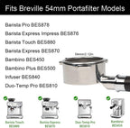 Bottomless Portafilter 54mm Compatible for Breville Barista Express, Pro, Touch, and Impress | Bonus Puck Screen | T Buckle Black Rosewood Handle