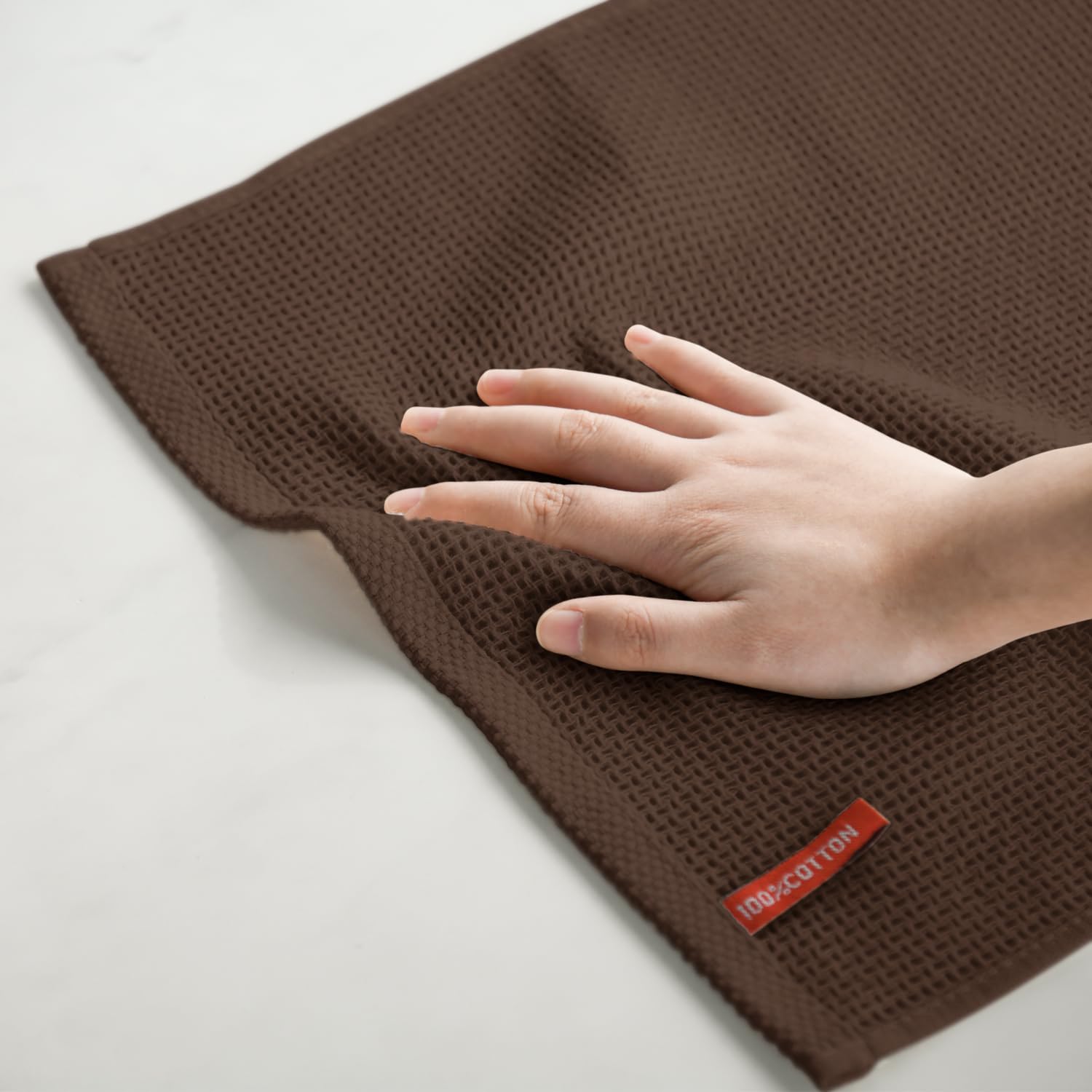 Artoid Mode 100% Cotton Dark Coffee Waffle Weave Kitchen Dish Cloths, 13x28 Inch Ultra Soft Absorbent Quick Drying Kitchen Dish Towels Set of 4