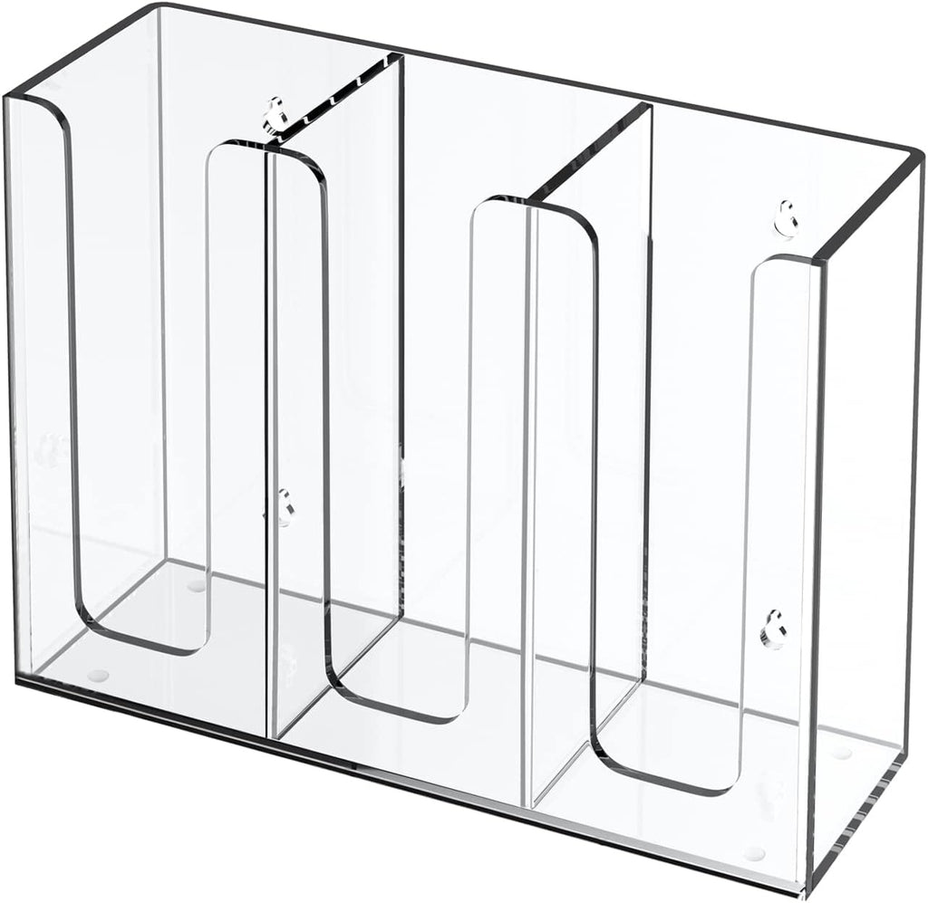 Richboom Acrylic Coffee Cup and Lid Storage Organizer Holder, 3 Compartments, Clear