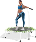 Newan 48'' Fitness Trampoline with Adjustable Handle Bar, Silent Trampoline Bungee Rebounder Jumping Cardio Trainer Workout for Adults - Max Limit 330 lbs