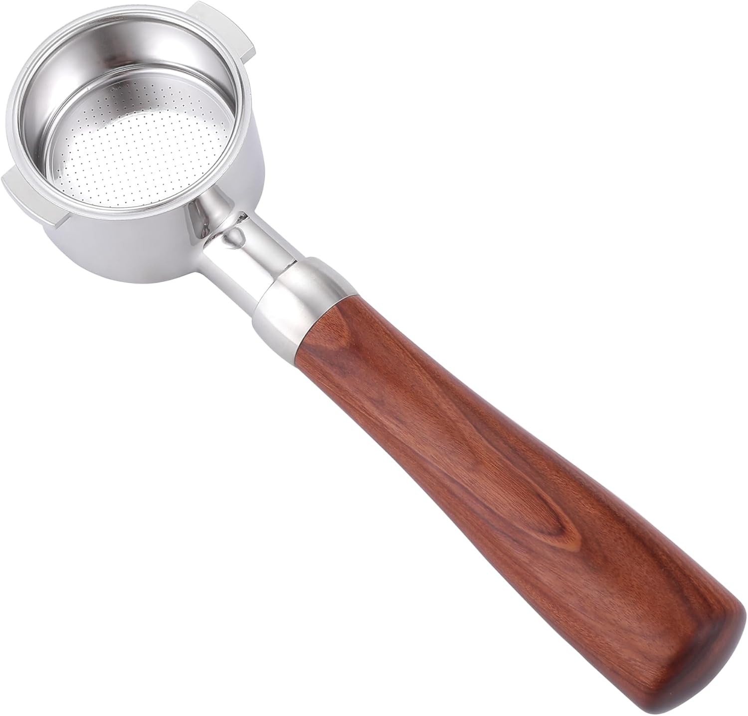 51mm Bottomless Portafilter Compatible with DeLonghi Espresso Machine ECP3420/ECP3630/ECP3120/EC260BK/EC265/EC155/EC702/BCO430 Stainless Steel Portafilter 2 Ear Filter Basket-Wooden