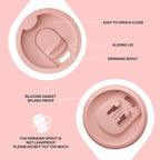 Ideus Vacuum Insulated Coffee Mug, 16oz Reusable Stainless Steel Thermal Double Walled cup with Handle and Slider Lid for Hot & Cold Beverages, BPA Free (Leapord Pink)