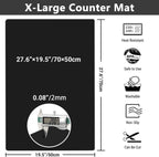Ewen 2mm Thick Silicone Mats for Kitchen Counter, 27.6x19.5in Heat Resistant Silicone Baking Mat, Large Placemat Pastry Countertop Protector Mat Hot Pad for Stove Coffee Maker Air Fryer Toaster Black