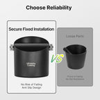 6.3 Inch Stainless Steel Knock Box Espresso Large Capacity with Non-Slip Base Espresso Knock Box Black Coffee Knock Box with Removable Knock Bar Espresso Machine Accessories