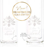 Sacred Lotus Love Double-Walled Glass Tea Tumbler with Infuser and Strainer 15oz - Perfect for Loose Leaf Tea, Cold or Hot Water Bottle, Fruit Drinks - Comes with Travel Sleeve and Cozy