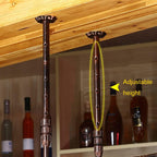 Rustic Wine Rack Wall Mounted with Glass Holder, Adjustable Hanging Bar Wine Glass Rack Ceiling, 47.2in Bottle Holder Wine Shelf Shelves, Perfect for Bar Kitche