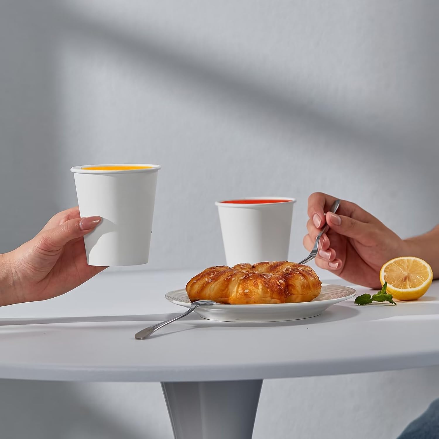 JOLLY PARTY 300 Pack 8 oz Disposable Paper Coffee Cup, Hot/Cold Beverage Drinking Cups for Water, Paper Coffee Cups, White Paper Hot Coffee Cups