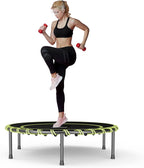 40" Fitness Trampoline with Adjustable Handle Bar Silent Mini Trampoline Bungee Rebounder Jumping Cardio Trainer Workout for Adults - Maximum Load 150 kg