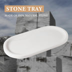 Koville Natural Marble Tray for Bathroom Decor Countertop, Vanity Tray Italy Oval Stone Trays for Candles Perfume, Storage Trays for Cosmetics, Jewelry, Decorative Tray for Dresser Organizer(White)
