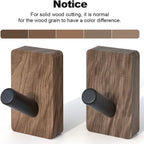 4 PCS Black Walnut Wood Wall Hooks, Adhesive Mounted & Wall Mounted Rustic Decorative Entryway Hooks, Mid Century Modern Natural Wooden Pegs for Hanging Coat Clothes Hat Bag Purse and Towel