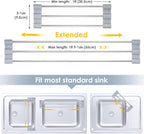 Tomorotec Adjustable Over-The-Sink Kitchen Rack for Dishcloths, Sponges, Bottles and Brushes - Heat-Resistant Stainless Steel with Slim, Expandable Design and Multifunctional Silicone Holder