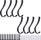 8 Pack Hanging Coat Hooks Wall Mount, Coat Hanger Wall Hangers, Metal Hooks for Hanging Heavy Duty, Screw in Hooks for Hanging Towels, Clothes, Backpack, Hat, Bag, Jacket, Key, Robe, Backpack Black
