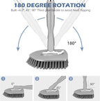 SetSail Floor Scrub Brush, 3-In-1 Tile Tub Floor Scrubber with 52-inch Adjustable Long Handle Shower Cleaner Brush and 3 Detachable Replacement Brush Heads for Cleaning Bathroom Kitchen Tub Tile, Grey