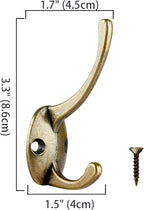 IBosins 32 Pack Antique Brass Coat Hooks Wall Mounted with 64 Screws Retro Double Hooks Utility Hooks for Coat, Scarf, Bag, Towel, Key, Cap, Cup, Hat