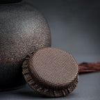 Ceramic Airtight Canister,22 Oz /660ml,Gourd Shap 2 Layers Tea Candy,Food Storage Jar for Coffee,Beans,Herb,Spices,Nuts (Stone Golden)