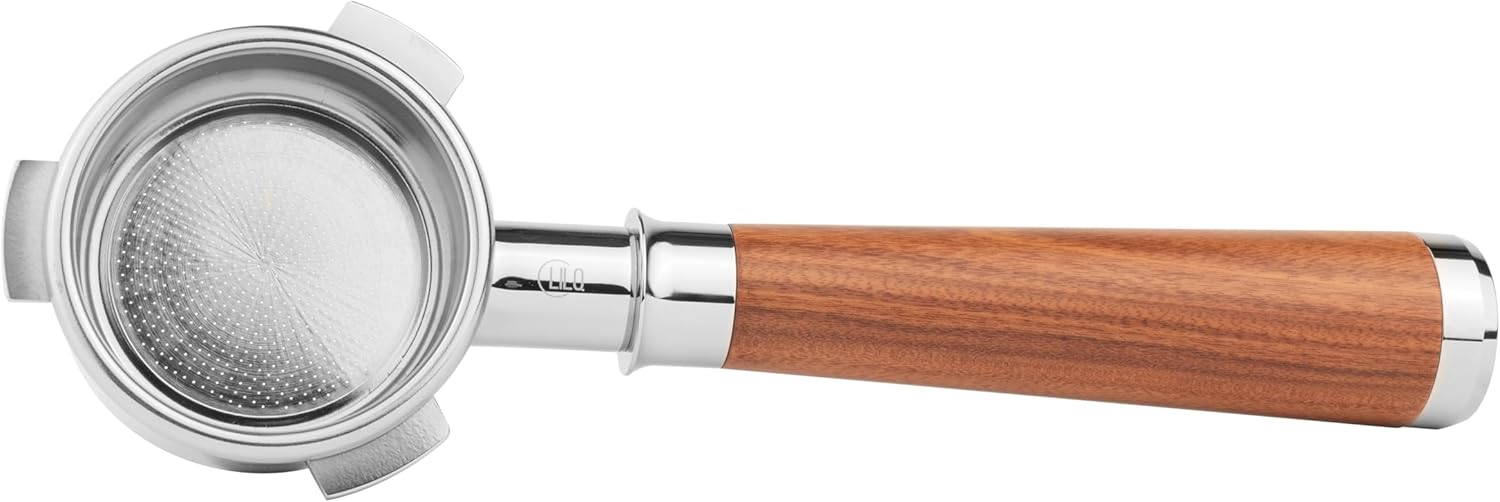 LILQ 54mm Bottomless Naked 3 Ears Portafilter | Compatible with Breville Machines | Stable Handle (Rosewood Flat, 54mm Breville)