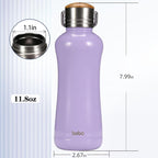 YOHKOH Mini Insulated Water Bottle With Bamboo Lid - 11.8oz Small Vacuum Insulated Water Bottle for Women Kids, 12 Hrs Hot & 24 Hrs Cold Stainless Steel Thermos Leak-Proof BPA-Free (11.8oz,Violets)