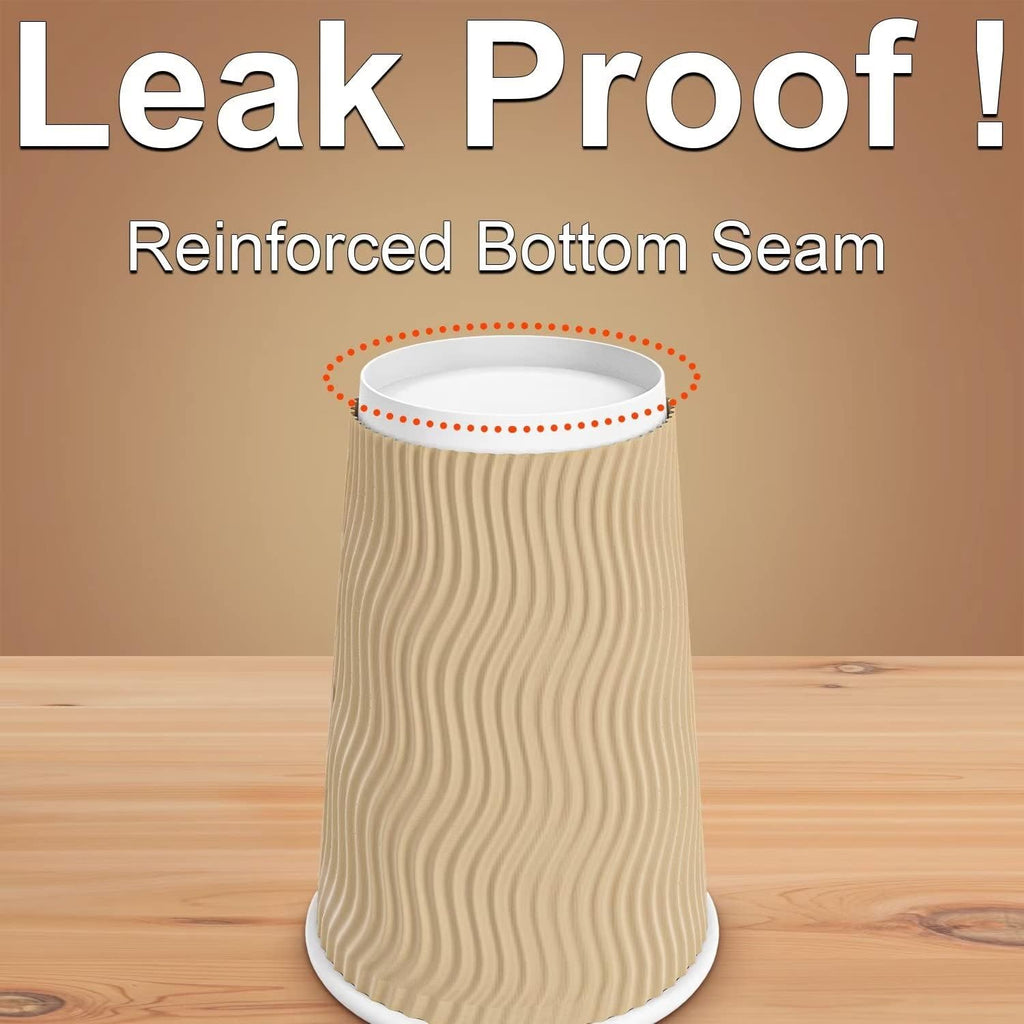 Hot Paper Cups 16 oz Disposable Insulated Corrugated Sleeve Ripple Wall Paper Cup 100 pcs,16oz Cups for Drink，Hot Coffee Cups (Brown)