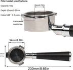 Bottomless Portafilter 54mm Compatible for Breville Barista Express, Pro, Touch, and Impress | Bonus Puck Screen | T Buckle Black Rosewood Handle