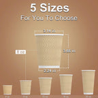 Hot 8 oz Disposable Insulated Corrugated Sleeve Ripple Wall Paper Coffee Cups for Drink, 100,8oz, Brown,Hot Coffee Cups