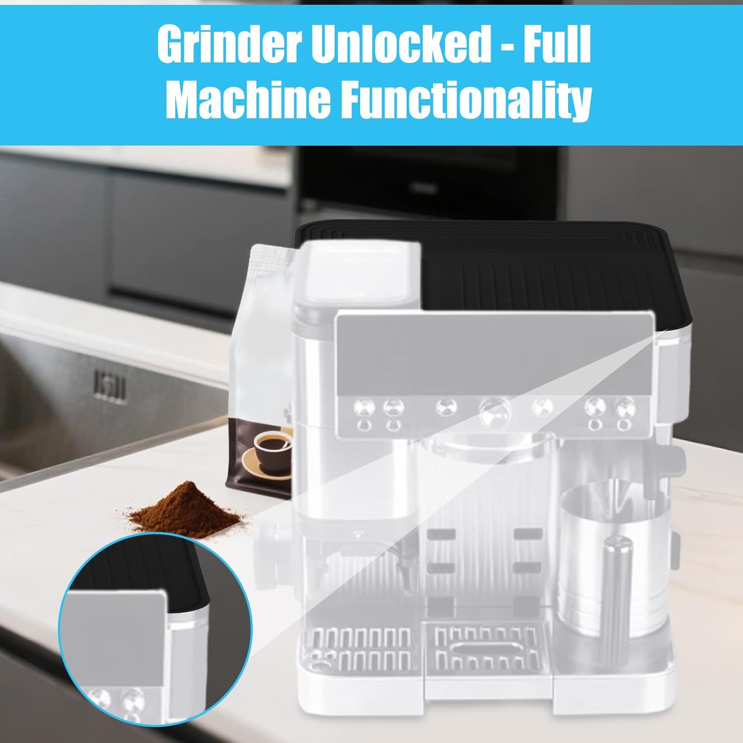 Top Mat for Ninja Luxe ES601 Espresso Coffee Machine, Silicone Top Pad Protector Anti-Slip Heat Resistant Waterproof Pad for Ninja Luxe Cafe Accessories