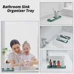 Silicone Kitchen Sink Organizer Tray for Multiple Usage,Eco-Friendly Sponges Holder for Kitchen Bathroom Counter or Sink,Dish Soap Dispenser,Scrubber,Bottle,Cup (Green, 12"×4")