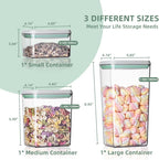Food Storage Containers with Lids Airtight- 3Pcs BPA-Free Kitchen and Pantry Organization Pop Containers, Leakproof Stackable Kitchen Storage Containers for Cereal, Flour, Sugar (0.5, 1.2, 1.8 QT)