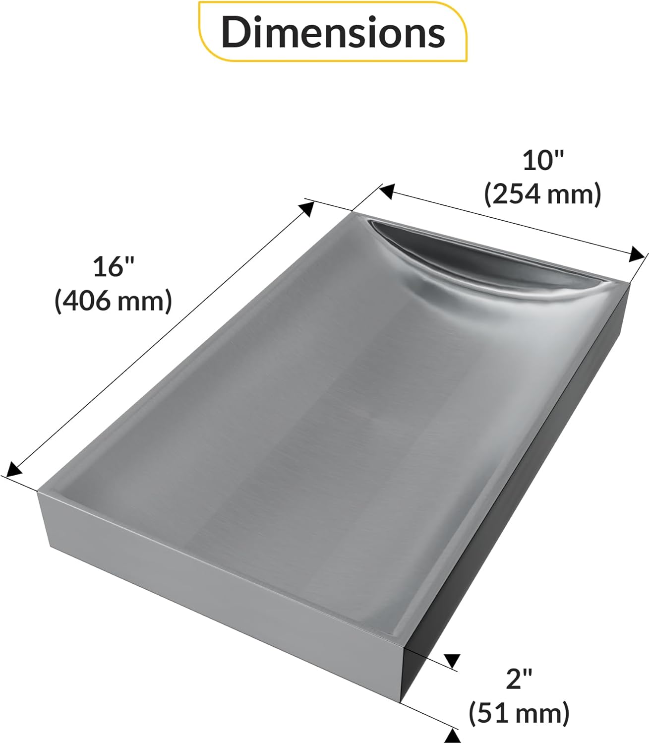 16" x 10" Stainless Steel Tray Deep Countertop Tray & Counter Organizer Tray for Cash, Coins, Files Brushed Finish, Slip-Resistant, Durable Design for Banks, Stores, & Offices