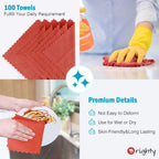 Orighty Cleaning Cloths, Shop Towels 100 Pack, Shop Rags Reusable, Microfiber Cleaning Rags Bulk for Cars, Multi-Purpose Lint Free Towels for Automotive, Mechanic, Kitchen, 11.5’’ x 11.5’’, Red