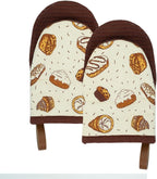 Folkulture Mini Oven Mitts Heat Resistant | (5.75 x 9) Set of 2 Short Oven Mitts with Hanging Loop | 100% Cotton Oven Gloves or Kitchen Mittens | Small Silicone Oven Mits or Baking Accesories