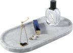 Koville Grey Marble Tray for Bathroom Countertop, 12"x6" Vanity Decorative Marble Tray for Dresser, Stone Catchall Trays for Perfume, Candles, Jewelry, Stone Gray Storage Trays for Home Decor