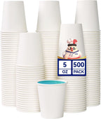 JOLLY CHEF 500 Count 5 oz Paper Cups, Disposable Bathroom Mouthwash White Drinking Cups for Home, Office, School, Store Use