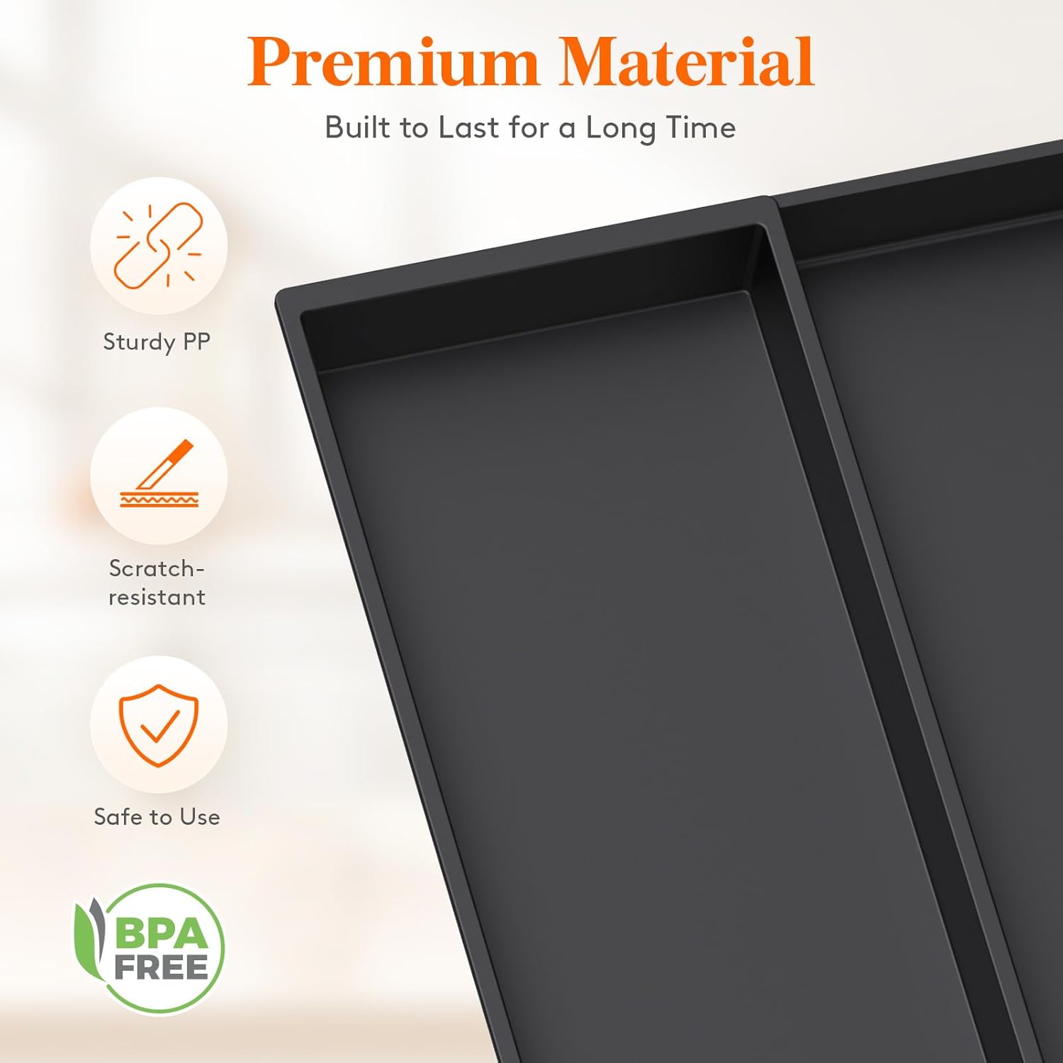 Lifewit Utensil Drawer Organizer, Expandable Cooking Silverware Tray for Kitchen Drawer, Adjustable Cutlery Flatware Holder, Plastic Spatula Tools and Gadgets Storage Divider, 2 Compartments, Black