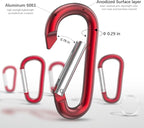 sprookber 3" Aluminum Carabiner D Ring, Caribeener Clips, Spring Snap Hook for Keychain Clip, Set of 10