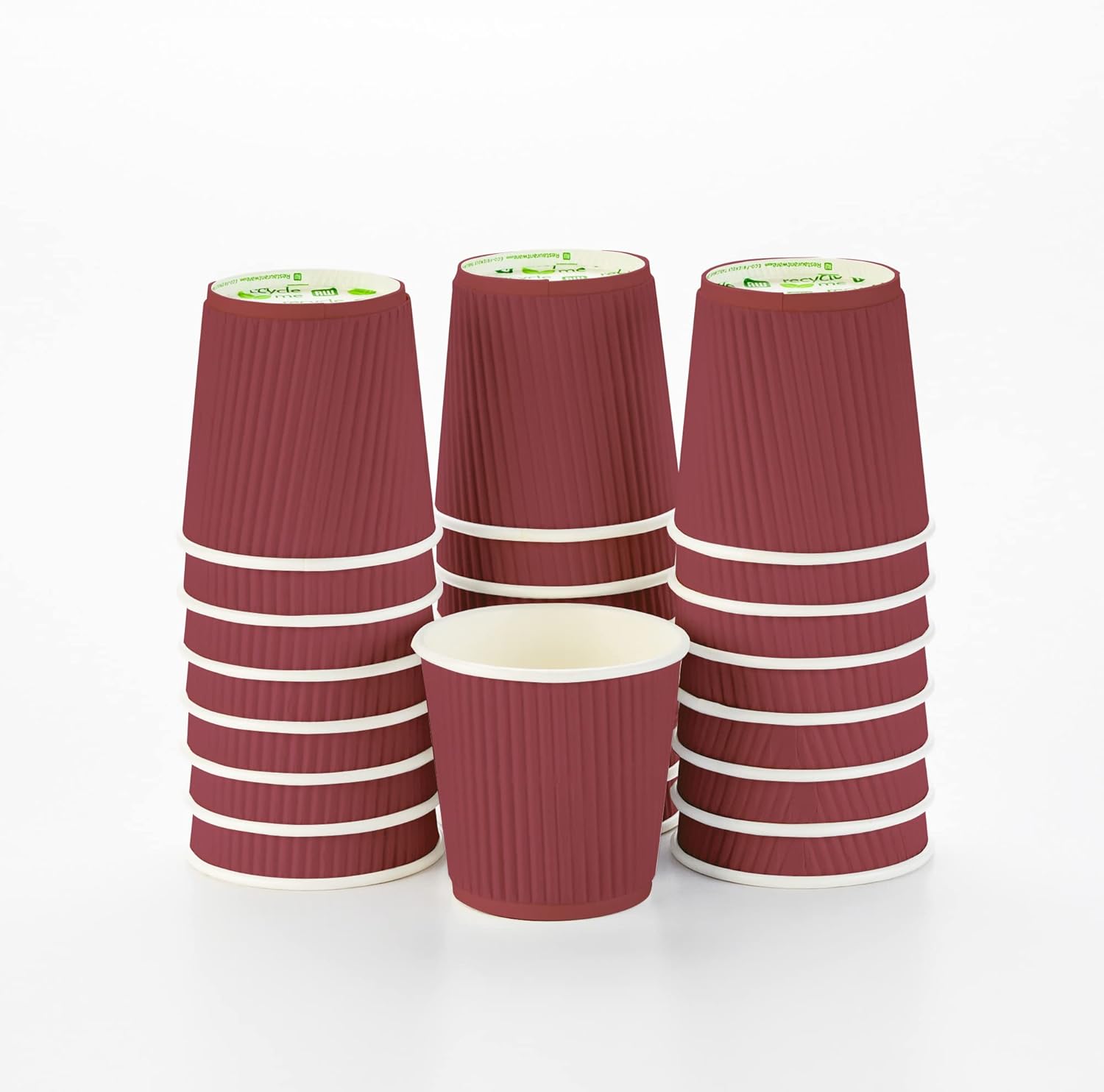 4 oz Crimson Paper Coffee Cup - Ripple Wall - 2 1/2" x 2 1/2" x 2 1/4" - 500 count box